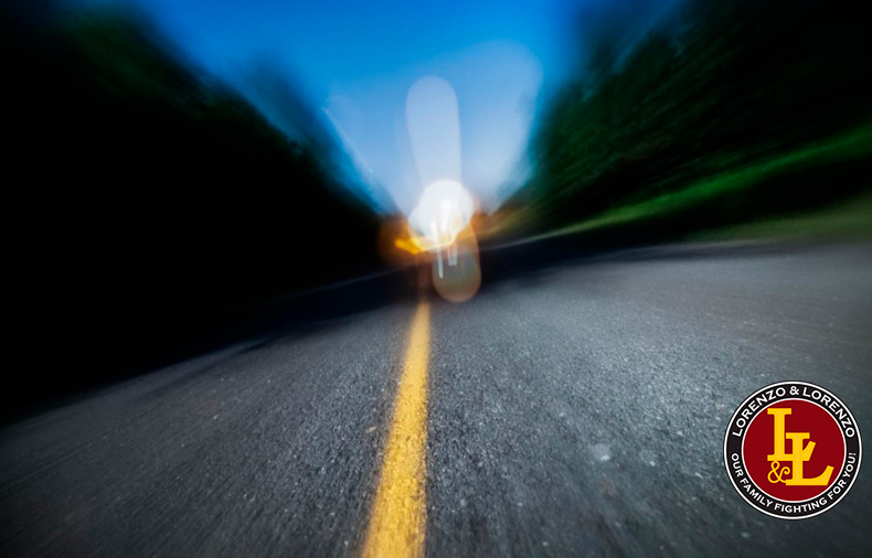 blurred image of road impaired by drunk driving